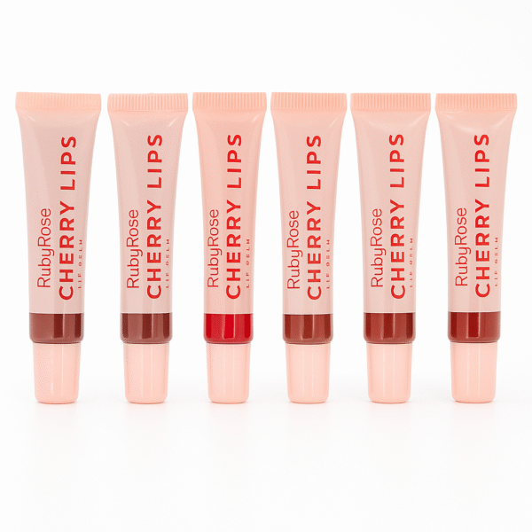 Gloss Lip Balm Cherry Lips Ruby Rose Linha Rosa Com Cor