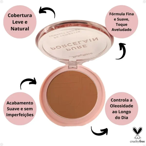 Base de maquiagem em pó Ruby Rose Linha Rosa Pó Compacto Pure Porcelain - Imagem 2