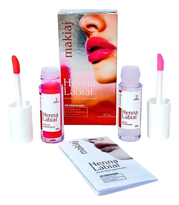 Gloss Henna Labial Makiaj - Rosa E Vermelha