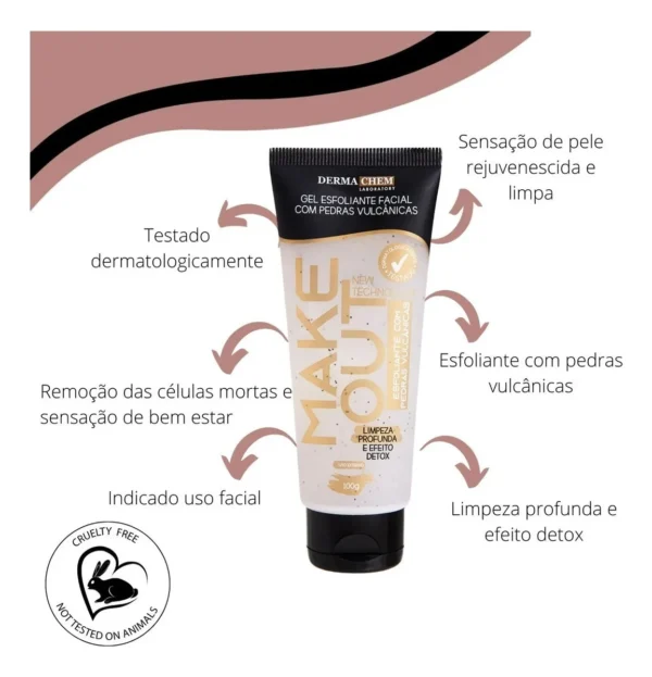 Gel Esfoliante Facial Pedras Vulcânicas Remove Células Morta - Imagem 2