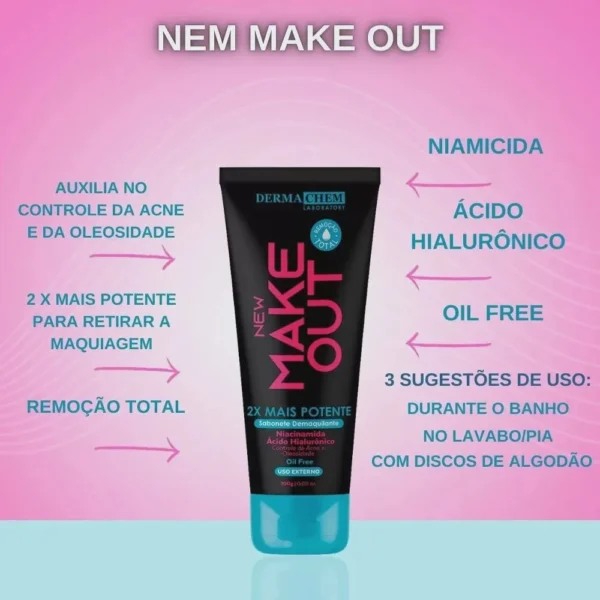 Sabonete Demaquilante New Make Out 100ml - Dermachem - Imagem 3