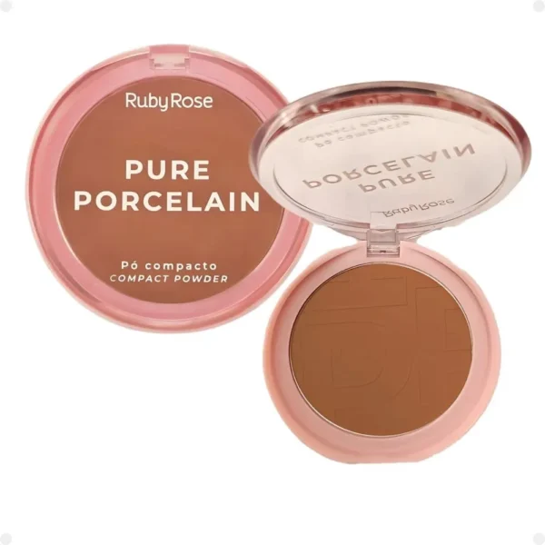 Base de maquiagem em pó Ruby Rose Linha Rosa Pó Compacto Pure Porcelain