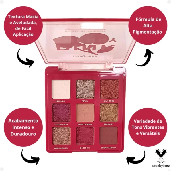 Paleta De Sombras Ruby Rose Pink Cherry 9 Cores - Imagem 3