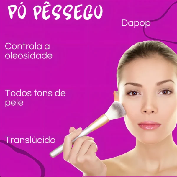 Pó Solto Finalizador Maquiagem Ultrafino Pêssego Dapop Tom do primer Translúcido - Imagem 5