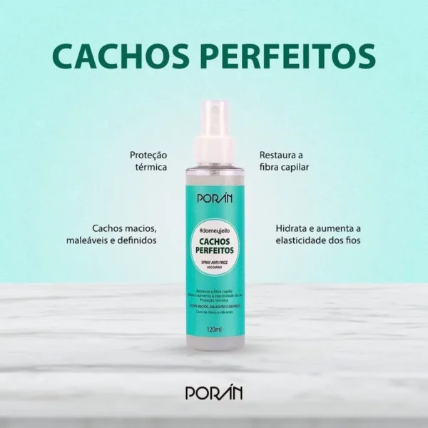 Spray Anti Frizz Uso Diário Cabelos C/ Cachos Perfeito Porán - Imagem 4