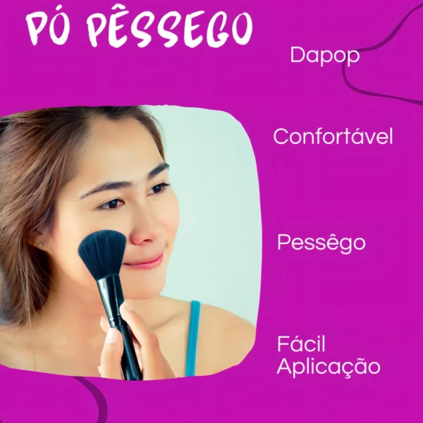 Pó Solto Finalizador Maquiagem Ultrafino Pêssego Dapop Tom do primer Translúcido - Imagem 4