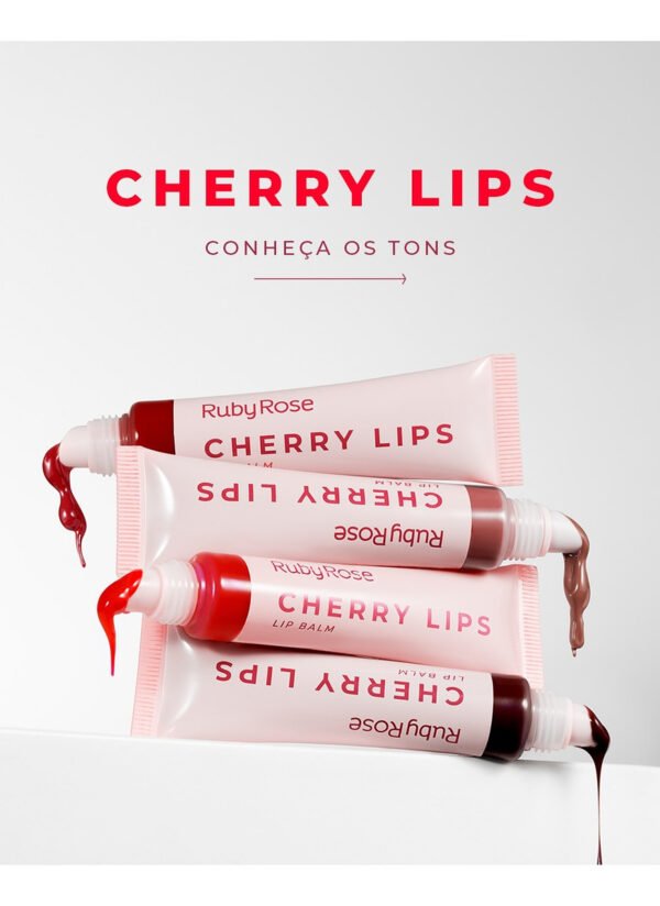 Gloss Lip Balm Cherry Lips Ruby Rose Linha Rosa Com Cor - Imagem 8