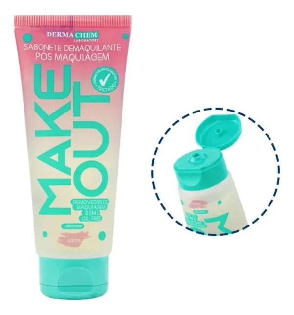 Sabonete Demaquilante Pós Maquiagem Makeout 3 Em 1 Dermachem