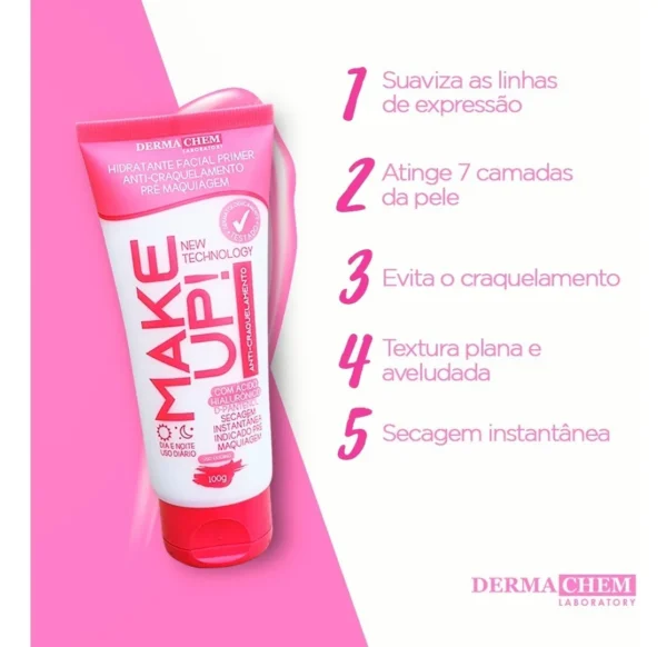 Hidratante Primer Facial Secagem Rápida Make Up Dermachem - Imagem 3