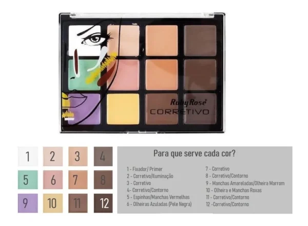 Paleta De Corretivo Colorida 12 Cores Ruby Rose - Imagem 3