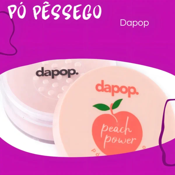 Pó Solto Finalizador Maquiagem Ultrafino Pêssego Dapop Tom do primer Translúcido - Imagem 3