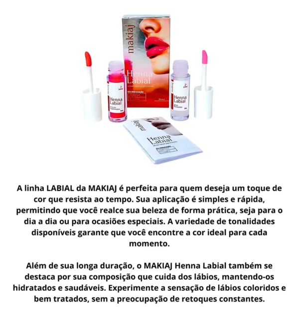 Gloss Henna Labial Makiaj - Rosa E Vermelha - Imagem 4