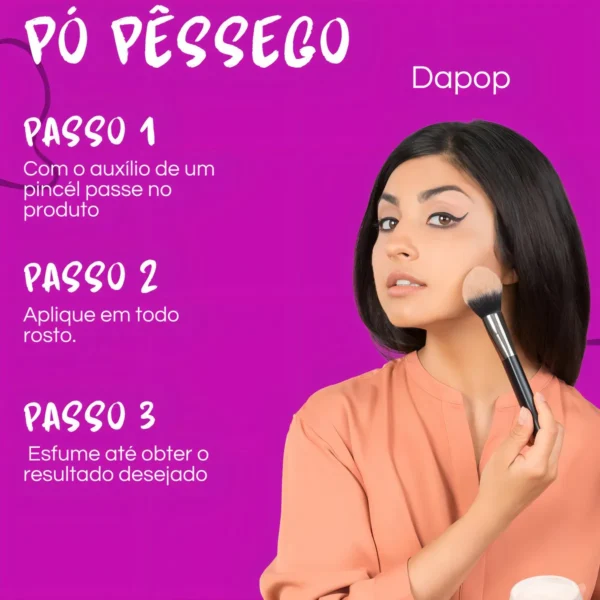 Pó Solto Finalizador Maquiagem Ultrafino Pêssego Dapop Tom do primer Translúcido - Imagem 6