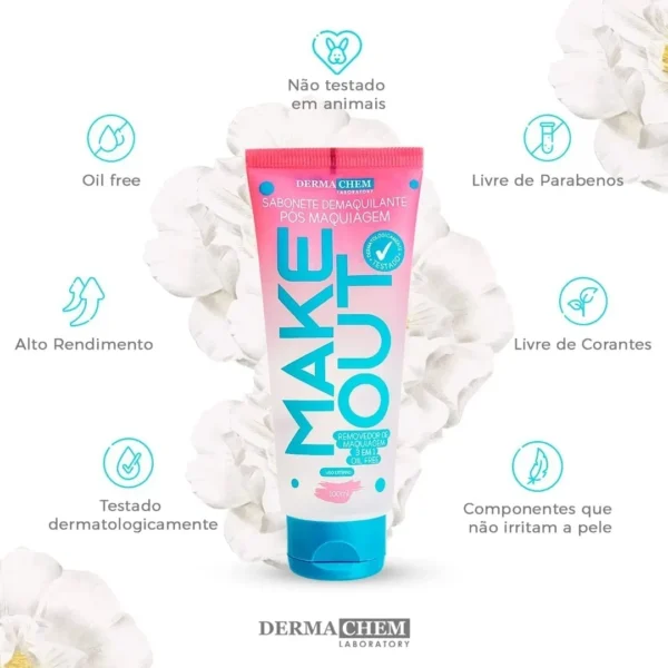 Sabonete Demaquilante Pós Maquiagem Makeout 3 Em 1 Dermachem - Imagem 6