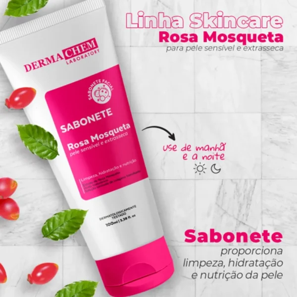 Sabonete Facial Rosa Mosqueta E Ions 100ml Dermachem - Imagem 4