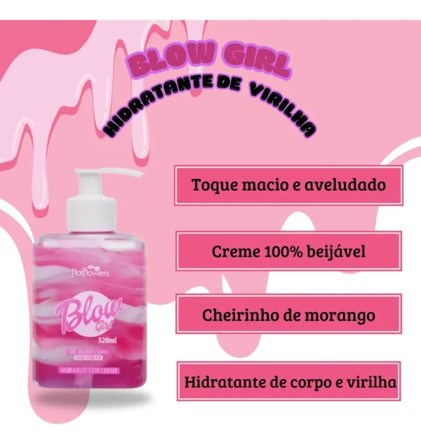 Gel Blow Girl para Virilha 320ml Hot Flowers Morango - Imagem 2