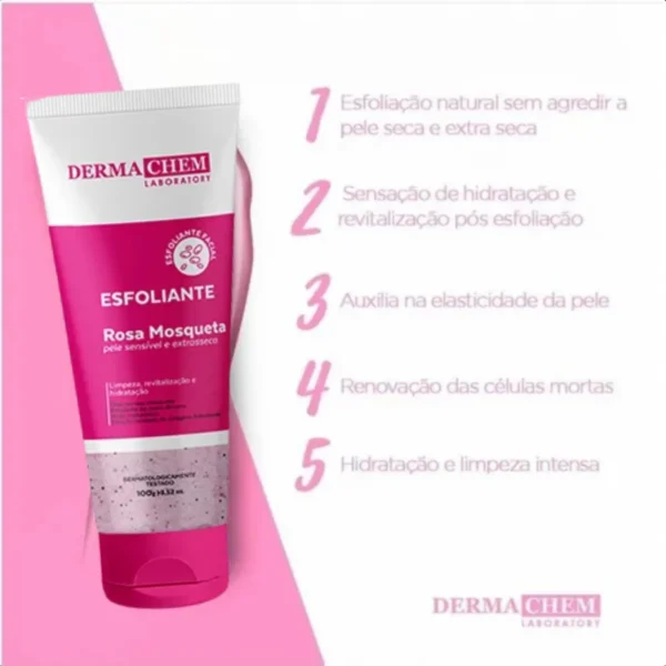 Esfoliante Facial Pele Sensível Rosa Mosqueta 100g Dermachem - Imagem 2