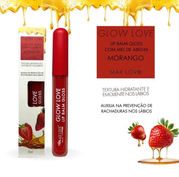 Lip Balm Gloss Sabor Morango Glow Love - Max Love - Imagem 3