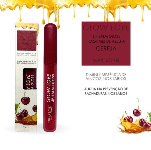 Lip Balm Gloss Sabor Cereja Glow Love - Max Love - Imagem 2