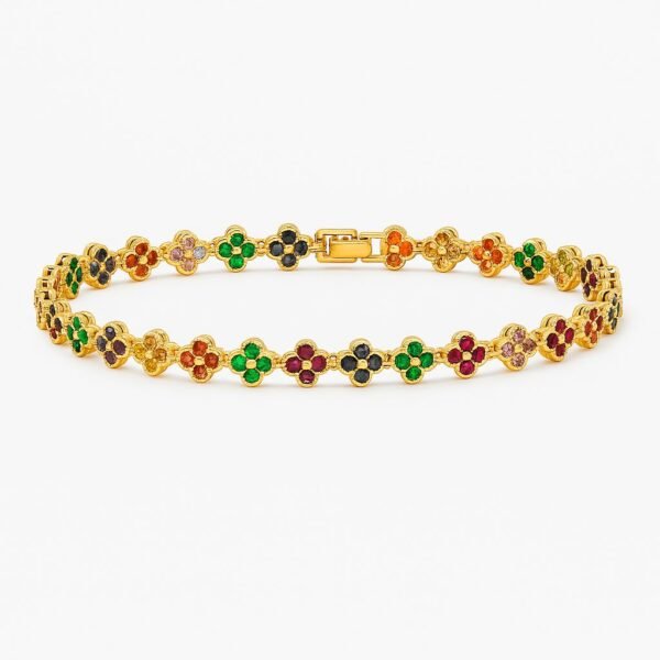 Colar + Brinco De Florzinha Em Zircônio Folheado A Ouro Em 18K - Imagem 2