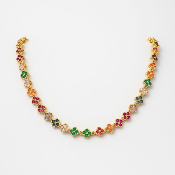 Colar + Brinco De Florzinha Em Zircônio Folheado A Ouro Em 18K